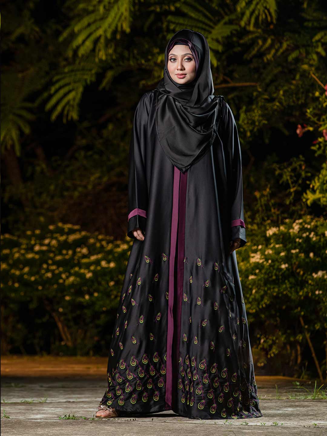 Black Embroidery Add Koti Borka