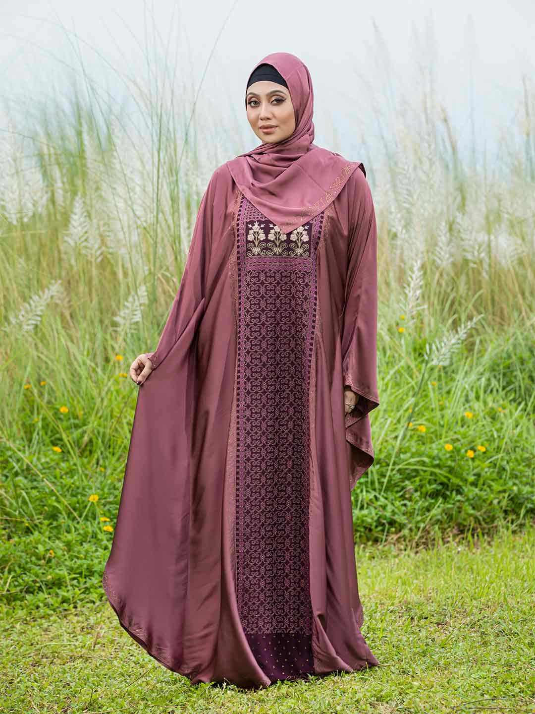 Stright Cut Embroidery Stone Abaya