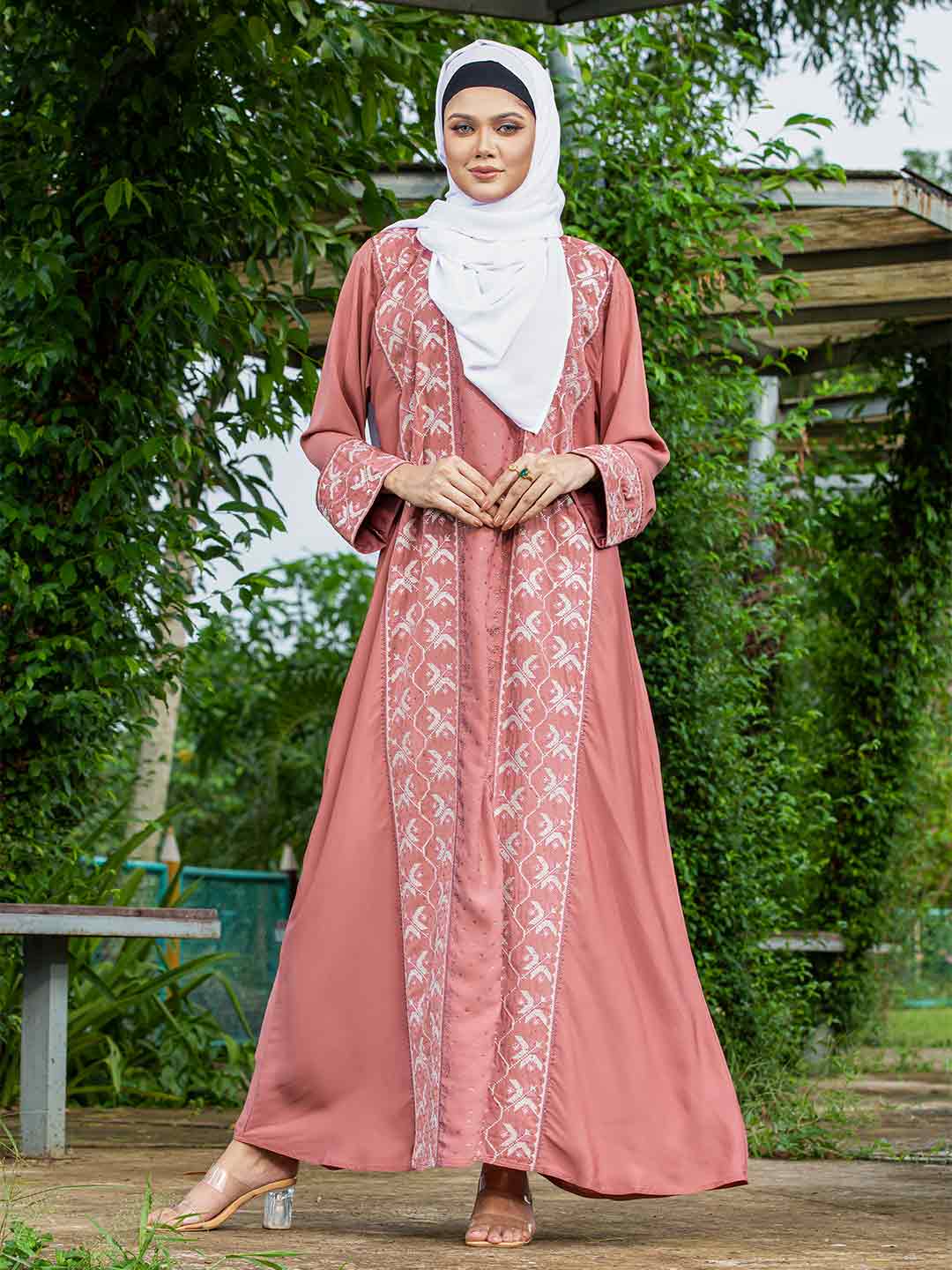 Rose Pink Stright Cut  Embroidery Borka