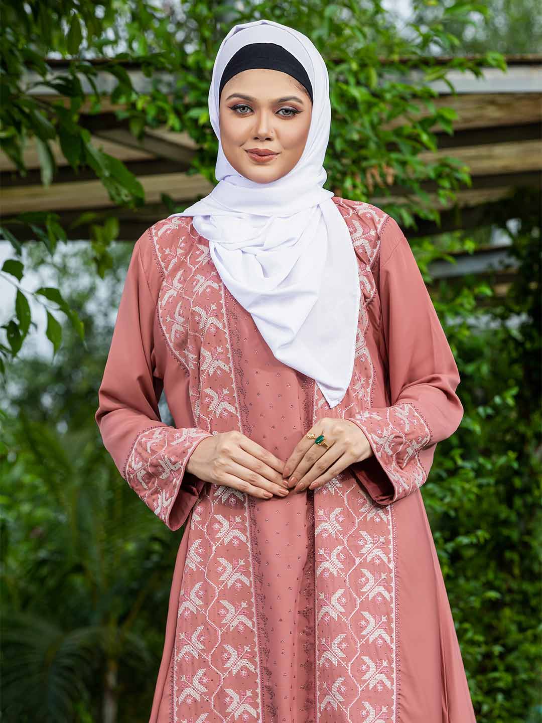 Rose Pink Stright Cut  Embroidery Borka