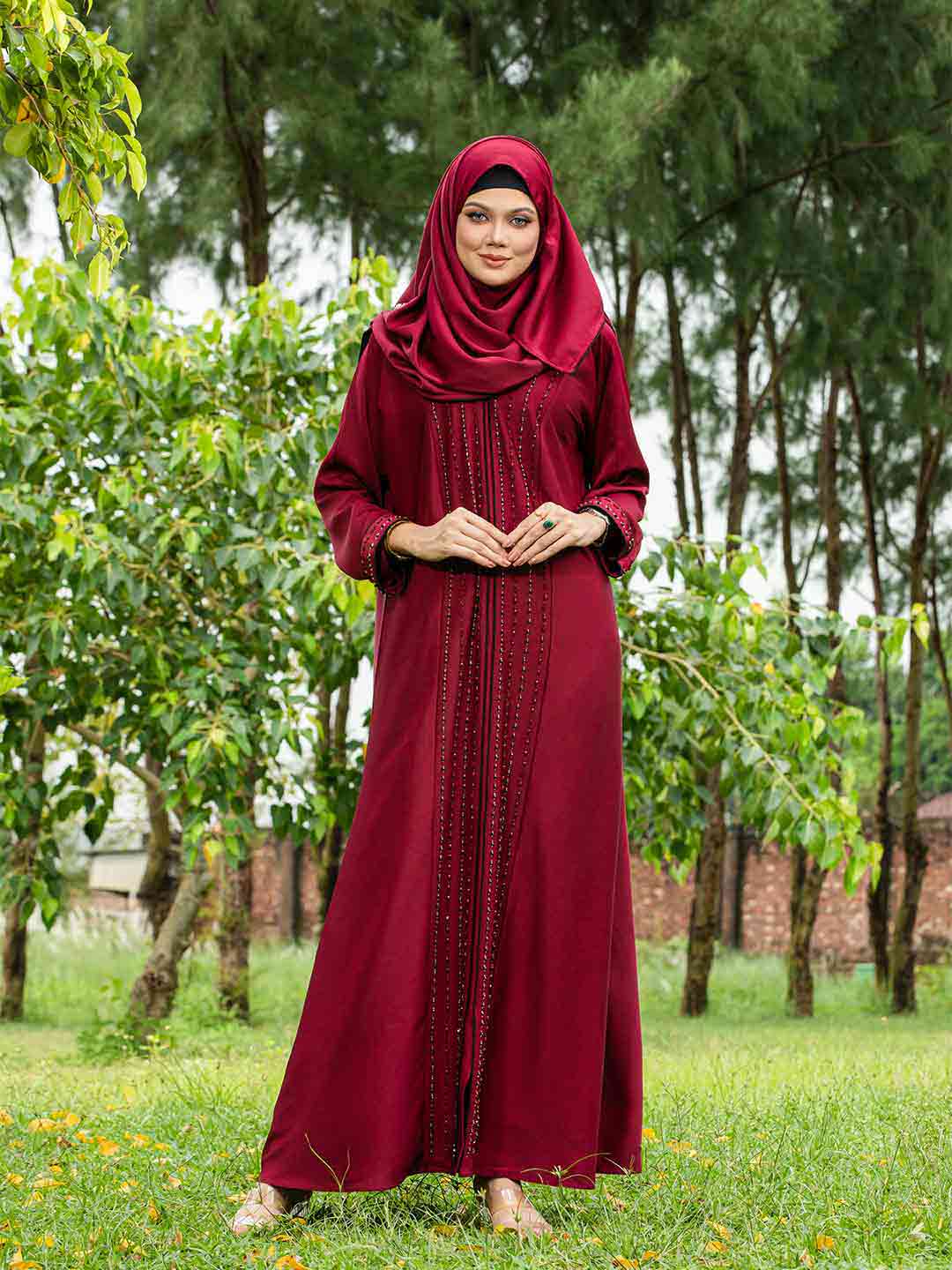 Maroon Color Zoom Karchupi Borka