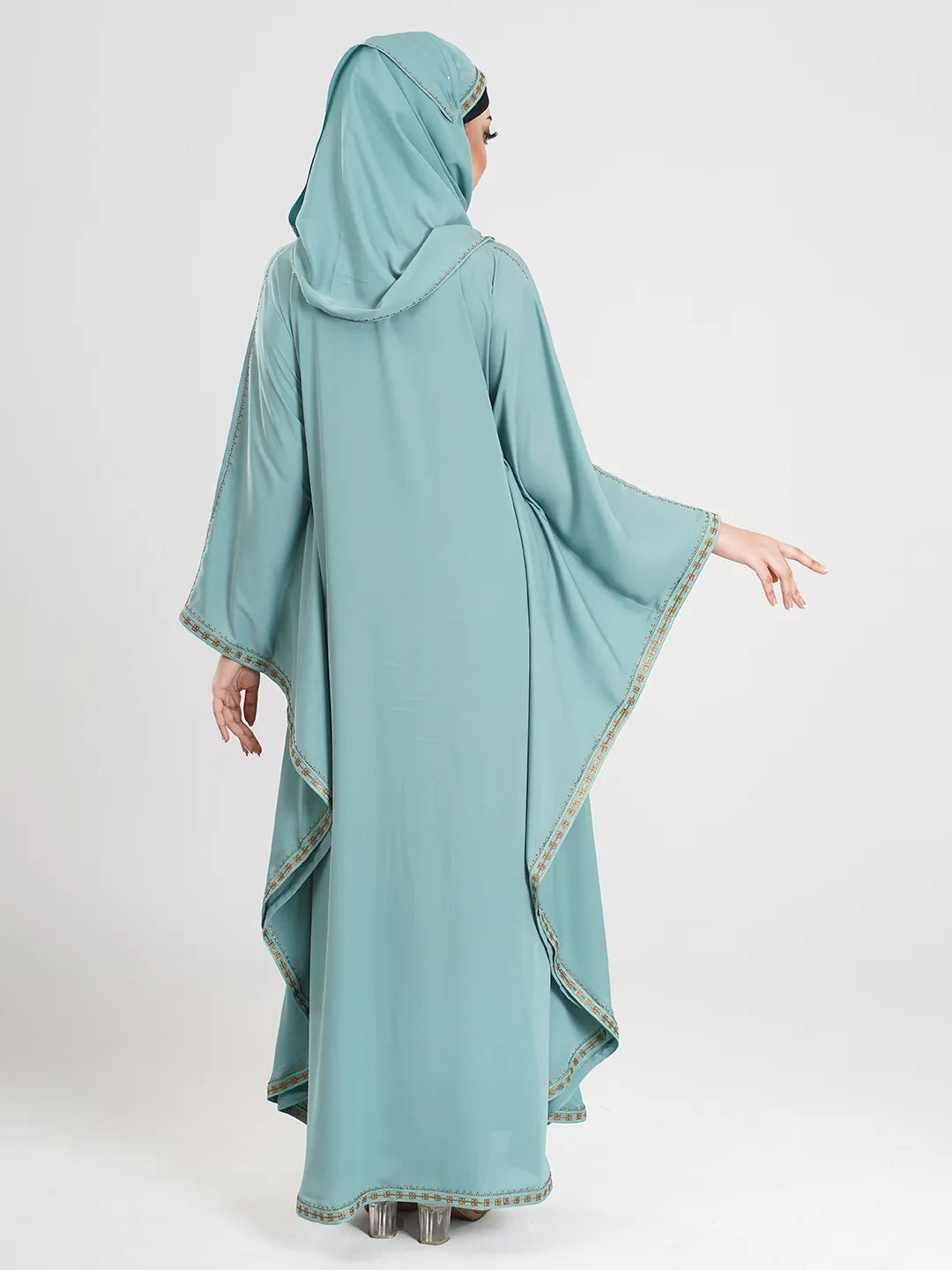 Aqua Color Embroidery Abaya