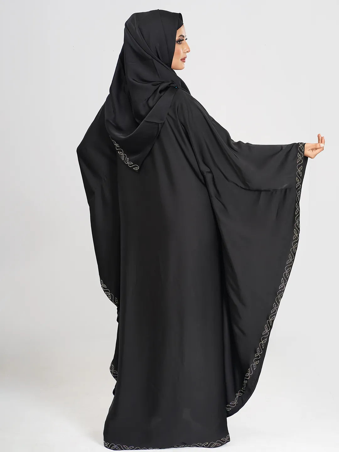 Black color Embroidery Stone Abaya