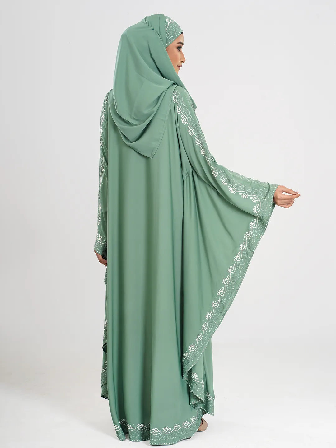 Aqua Color Ari Embroidery Abaya