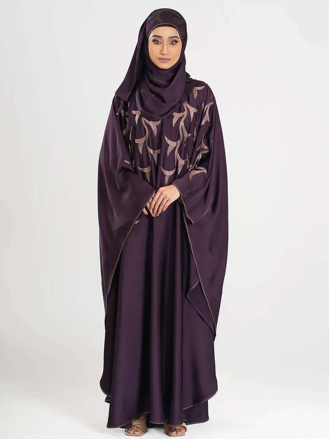 Purple Color Embroidery Abaya