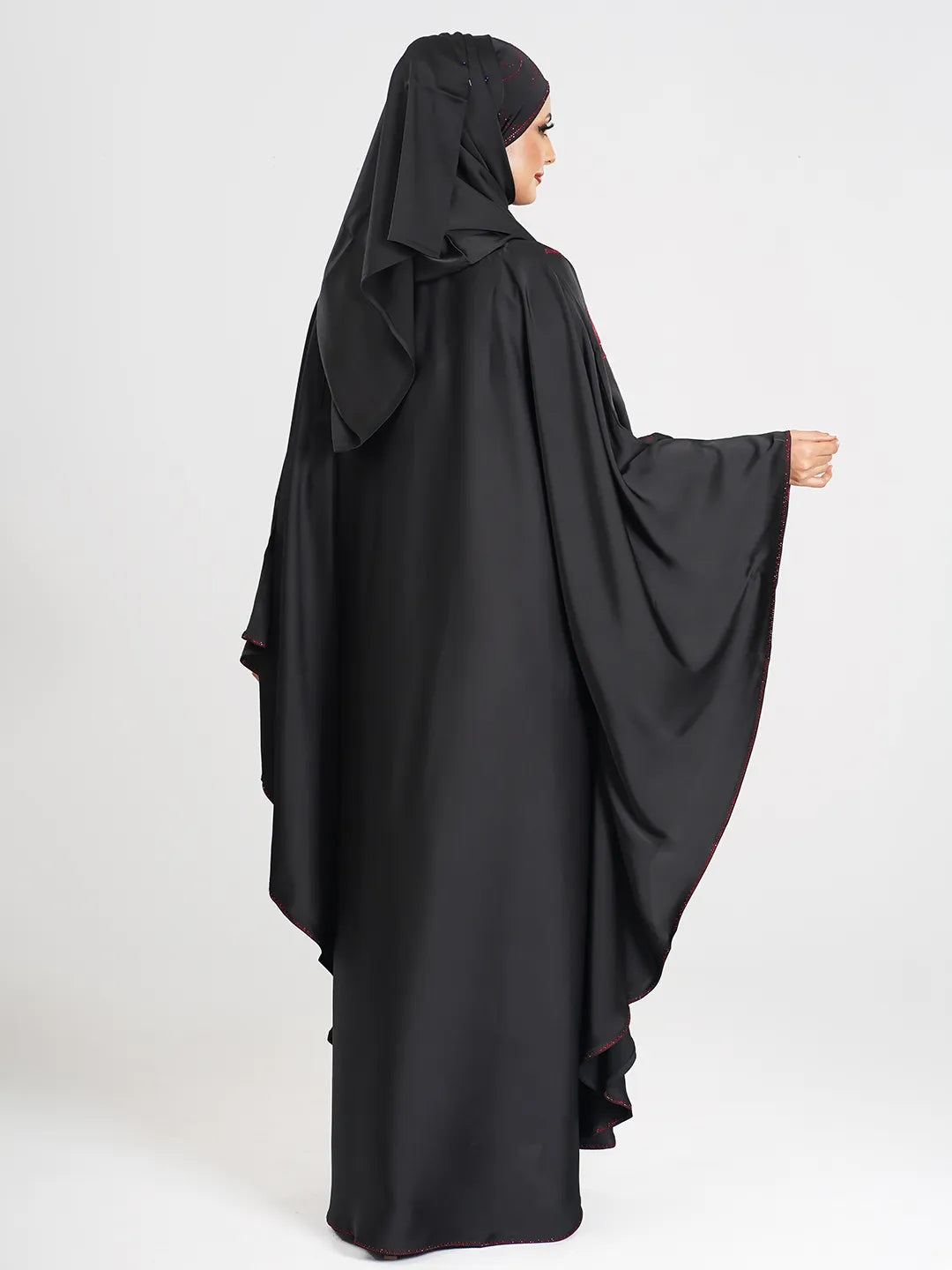 Black Stright Cut Embroidery Abaya