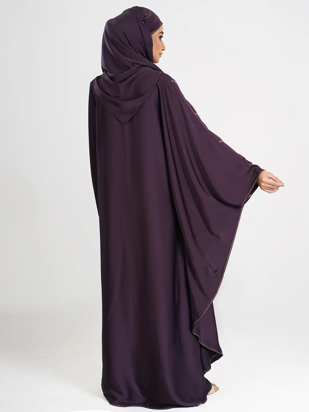 Purple Color Embroidery Abaya