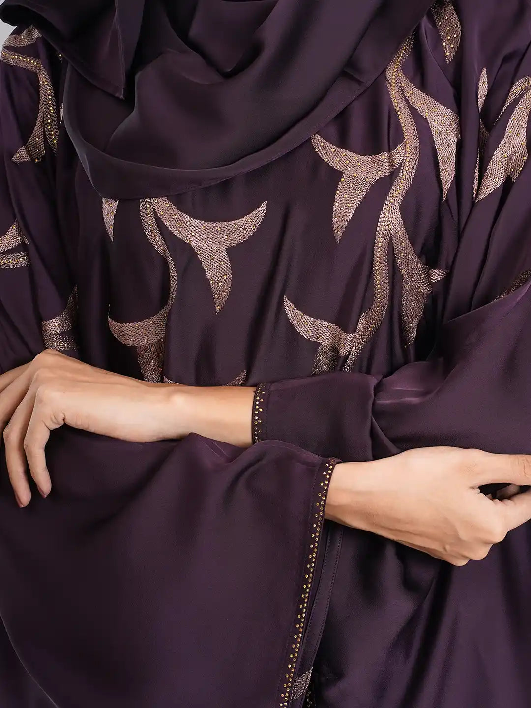 Purple Color Embroidery Abaya