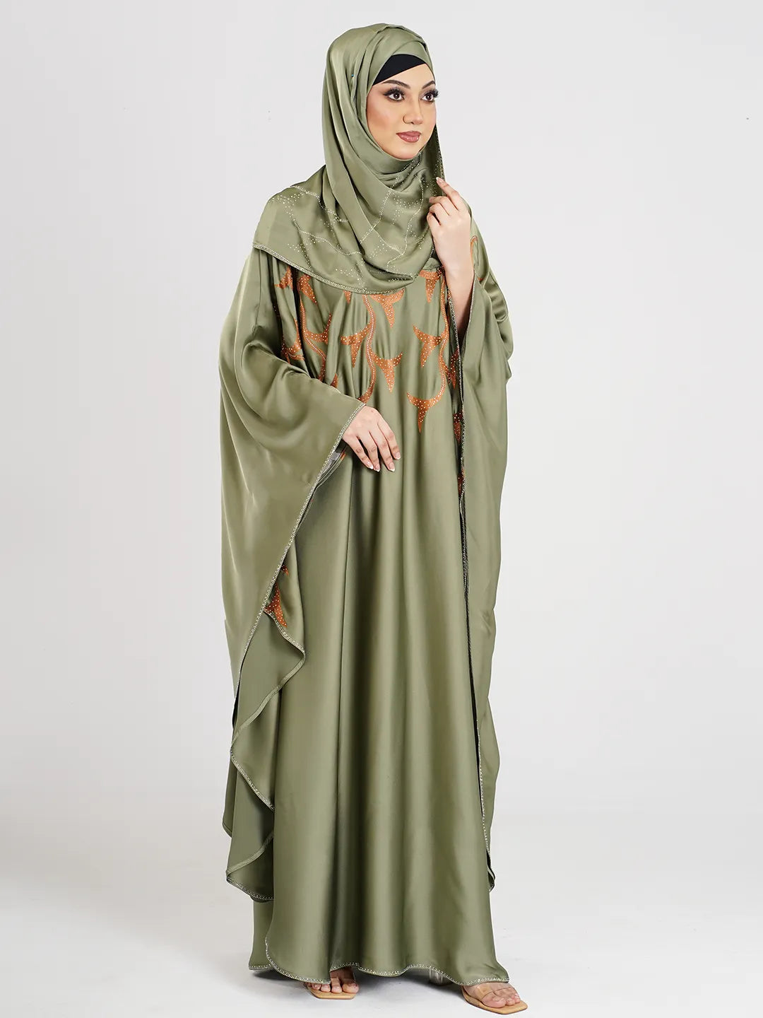 Sea Green Embroidery Abaya