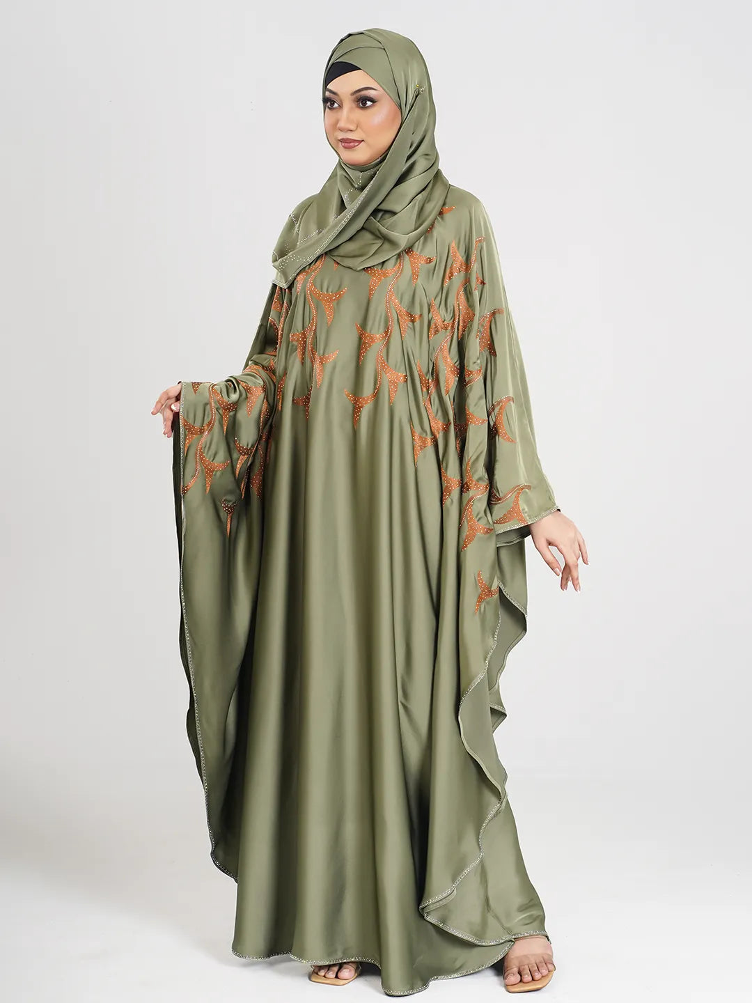 Sea Green Embroidery Abaya