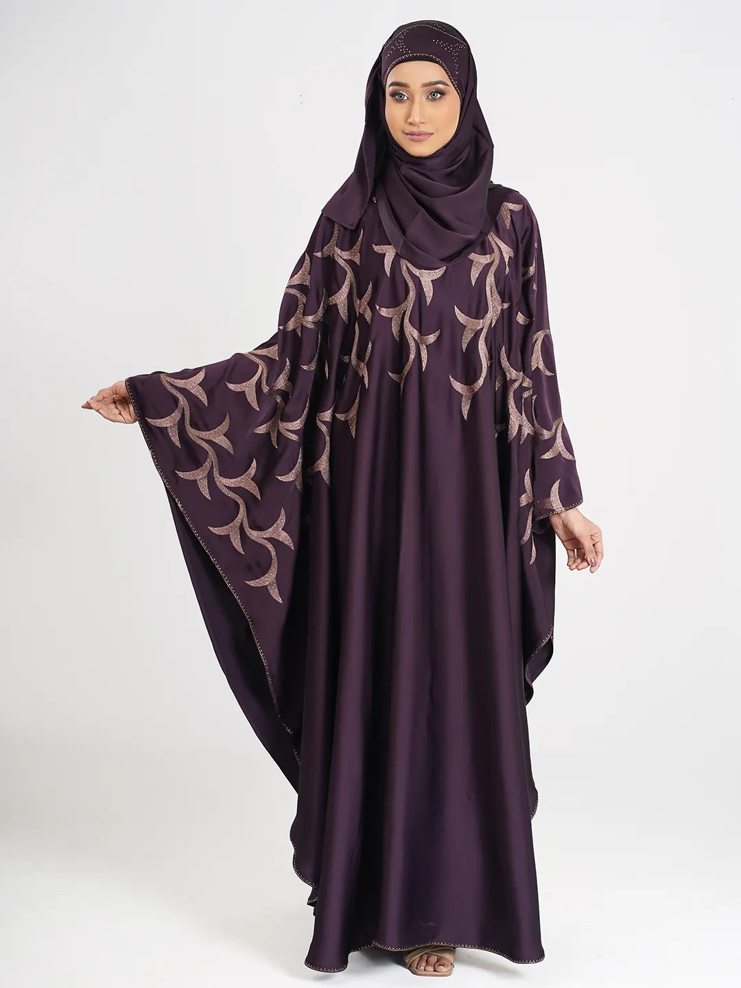 Purple Color Embroidery Abaya