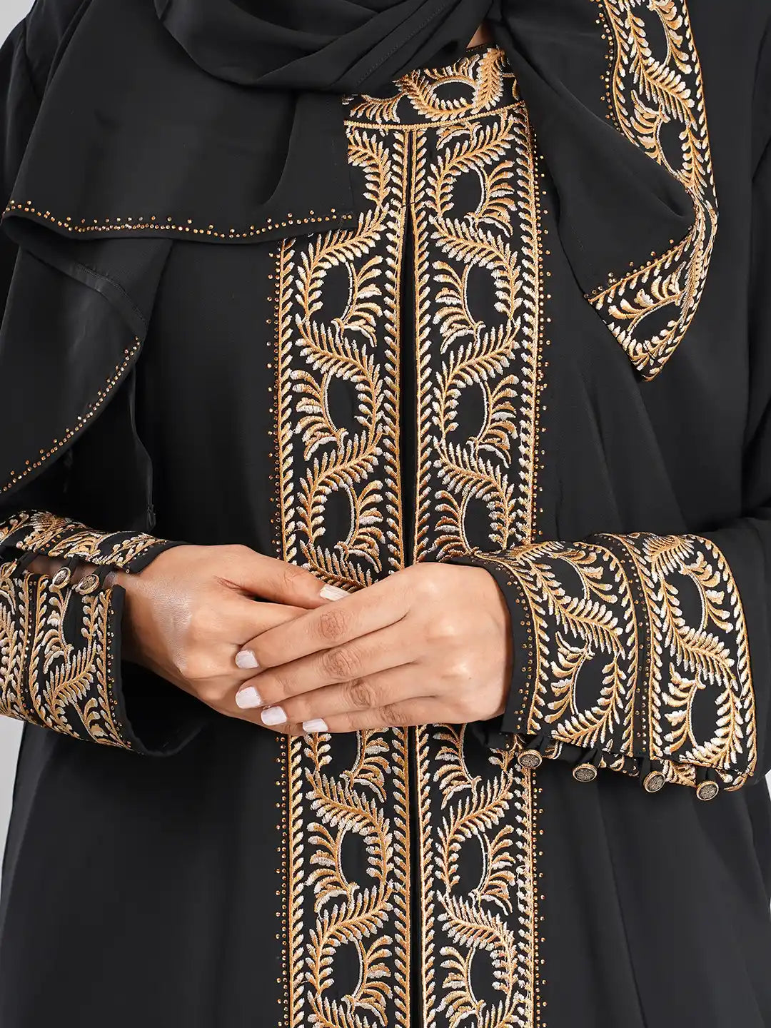 Black Color Adjust Koti Embroidery Borka