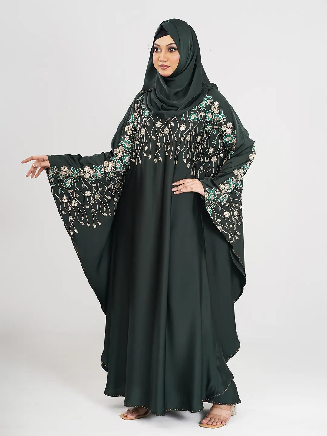 Sea Green Embroidery Abaya