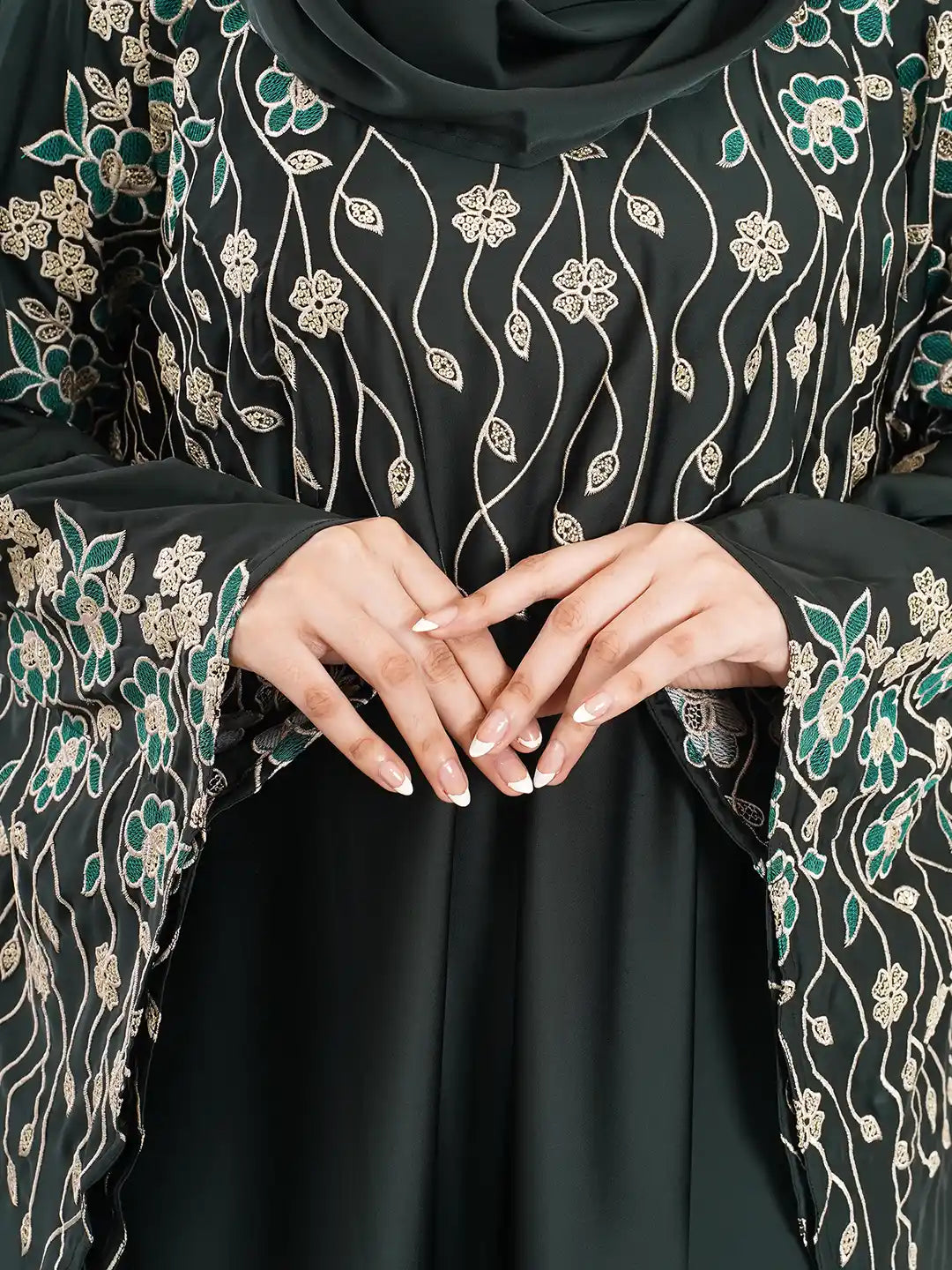 Sea Green Embroidery Abaya