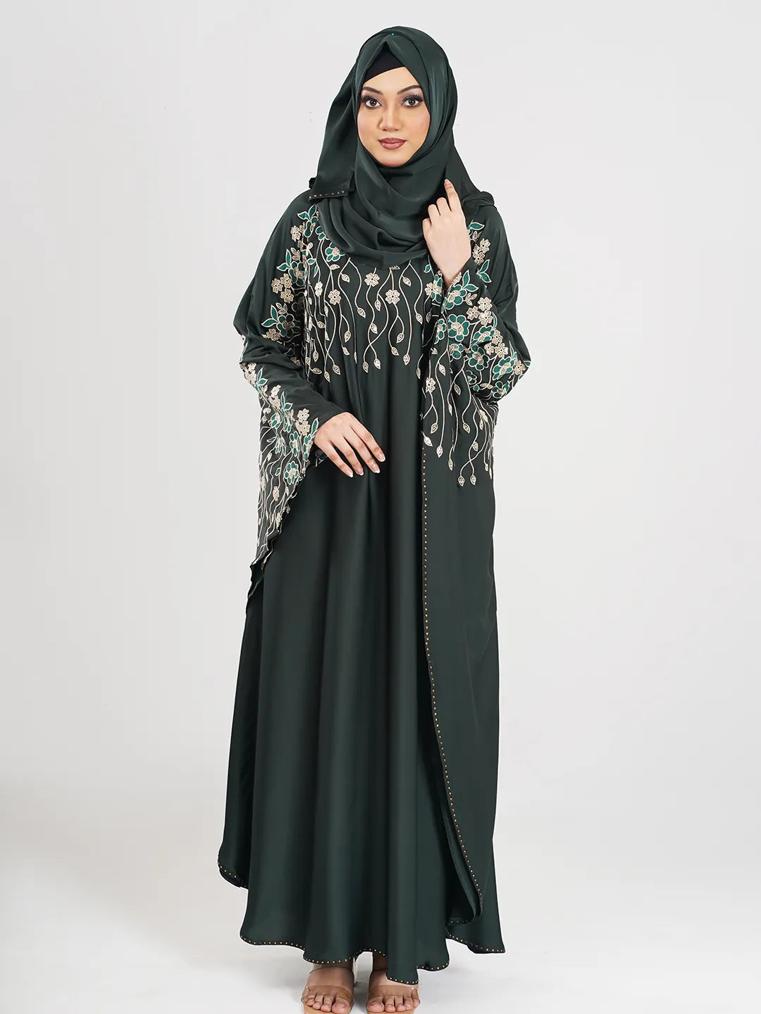 Sea Green Embroidery Abaya